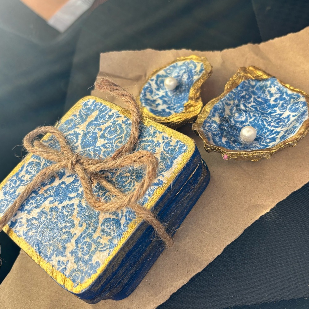 Coasters & Ring Holder Set